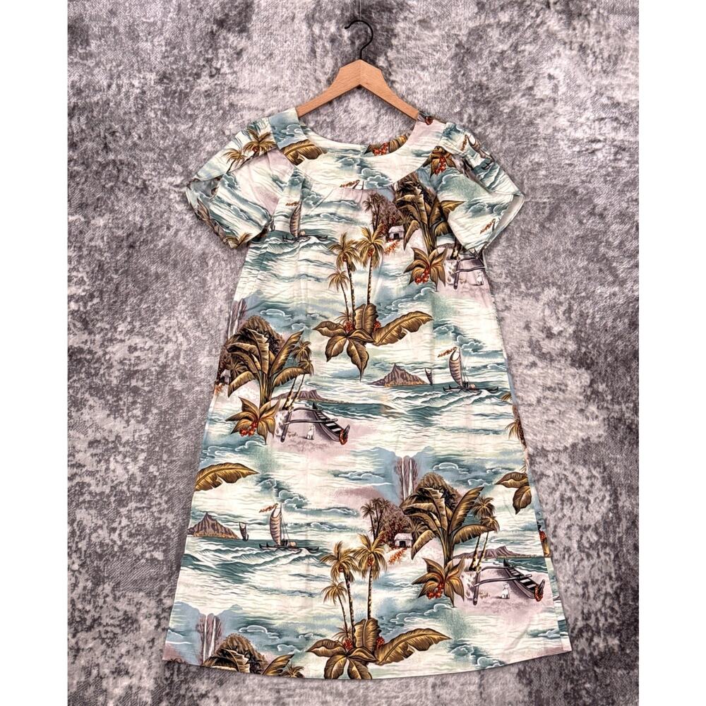 Vintage Hilo Hattie Dress Small Womens Hawaiian Diamond Head Outrigger Canoe